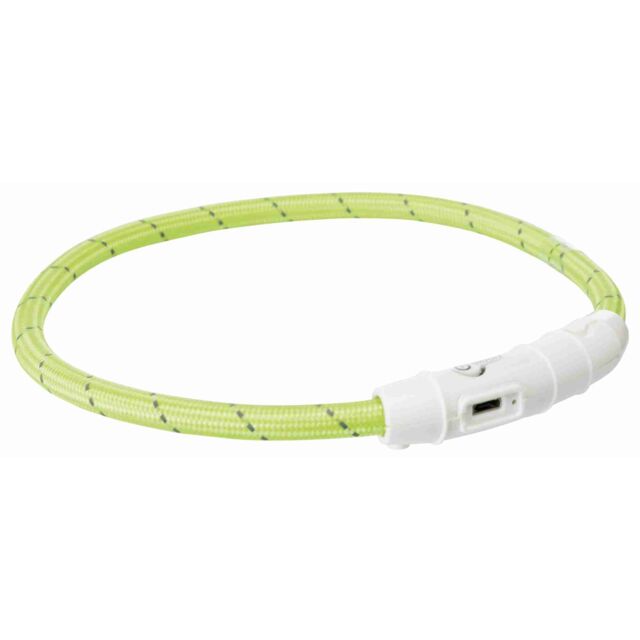 1.1_12700 TRIXIE LED antkaklis USB, TPU/nailonas, XS-S 35cm/7 mm, žalias
