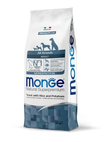 Monge Dry Dog All Br. Adult Monoprotein Trout, Rice&amp;Potatoes 12kg