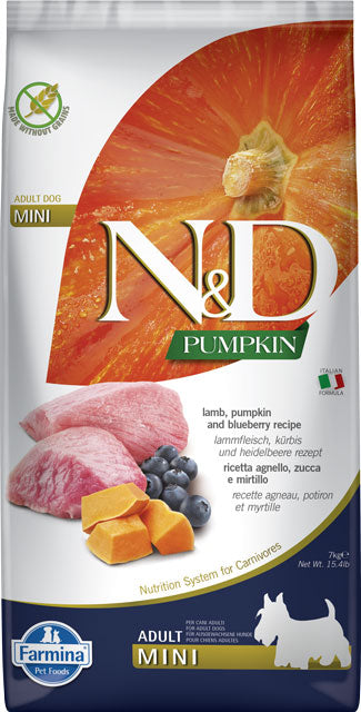 FARMINA N&D PUMPKIN - DOG Dry Lamb&Blueberry ADULT MINI 7 kg