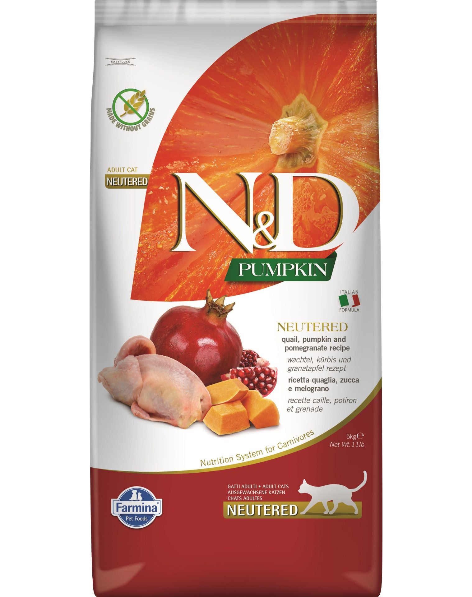 FARMINA N&D PUMPKIN- CAT Dry Quail&Pomegr NEUTERED ADULT 5 kg