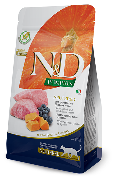 FARMINA N&D PUMPKIN - CAT Dry Lamb&aBlueberry NEUTERED ADULT 1,5 kg