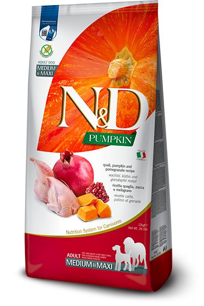 FARMINA N&D PUMPKIN - DOG Dry Quail&Pomegr ADULT MEDIUM MAXI 12 kg