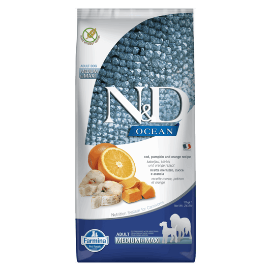 FARMINA N&D OCEAN - DOG Dry Cod Pumpkin&Orange ADULT MED&MAX 12 kg