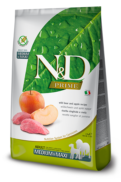 FARMINA N&D PRIME - DOG Dry Wild Boar&Apple ADULT MED&MAX 2,5 kg