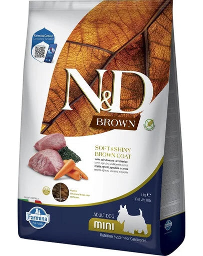 FARMINA N&D BROWN - DOG Dry Lamb Spirulina&Carrot ADULT MINI 5 kg