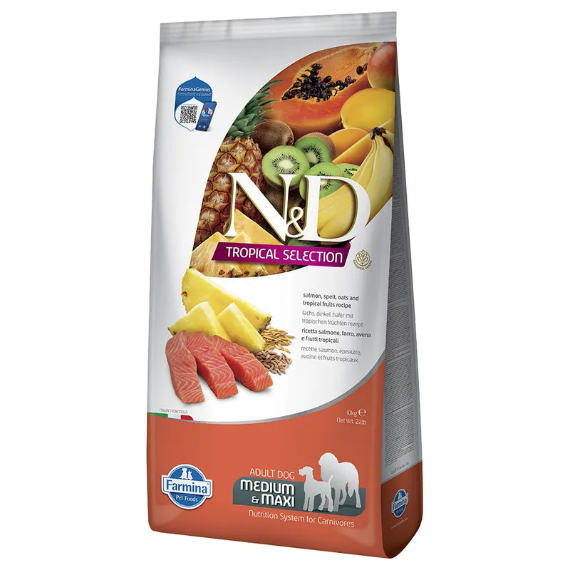 FARMINA N&D TROPICAL SELECTION - DOG Dry Salmon ADULT MED&MAX 10 kg