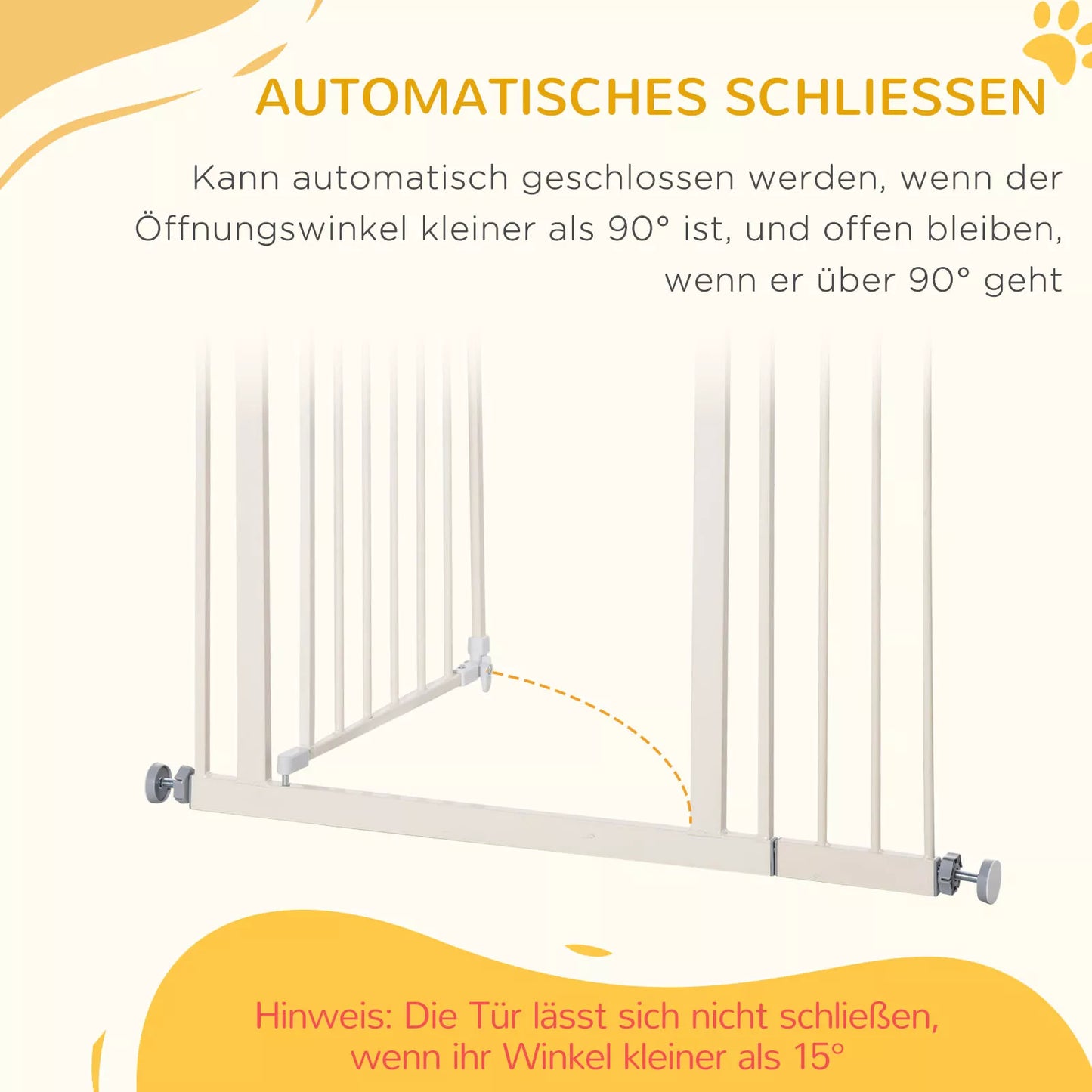 Apsauginiai varteliai šunims, itin aukšti, su automatiniu uždarymu, metaliniu rėmu, 97,5 x 104,1 cm, balti