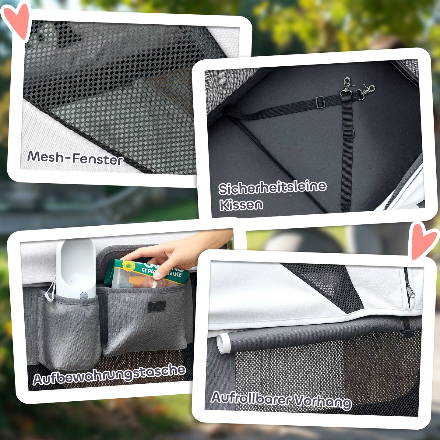 Sulankstomas vežimėlis šunims ir katėms iki 30 kg, 110 x 65 x 102 cm, tamsiai pilkas