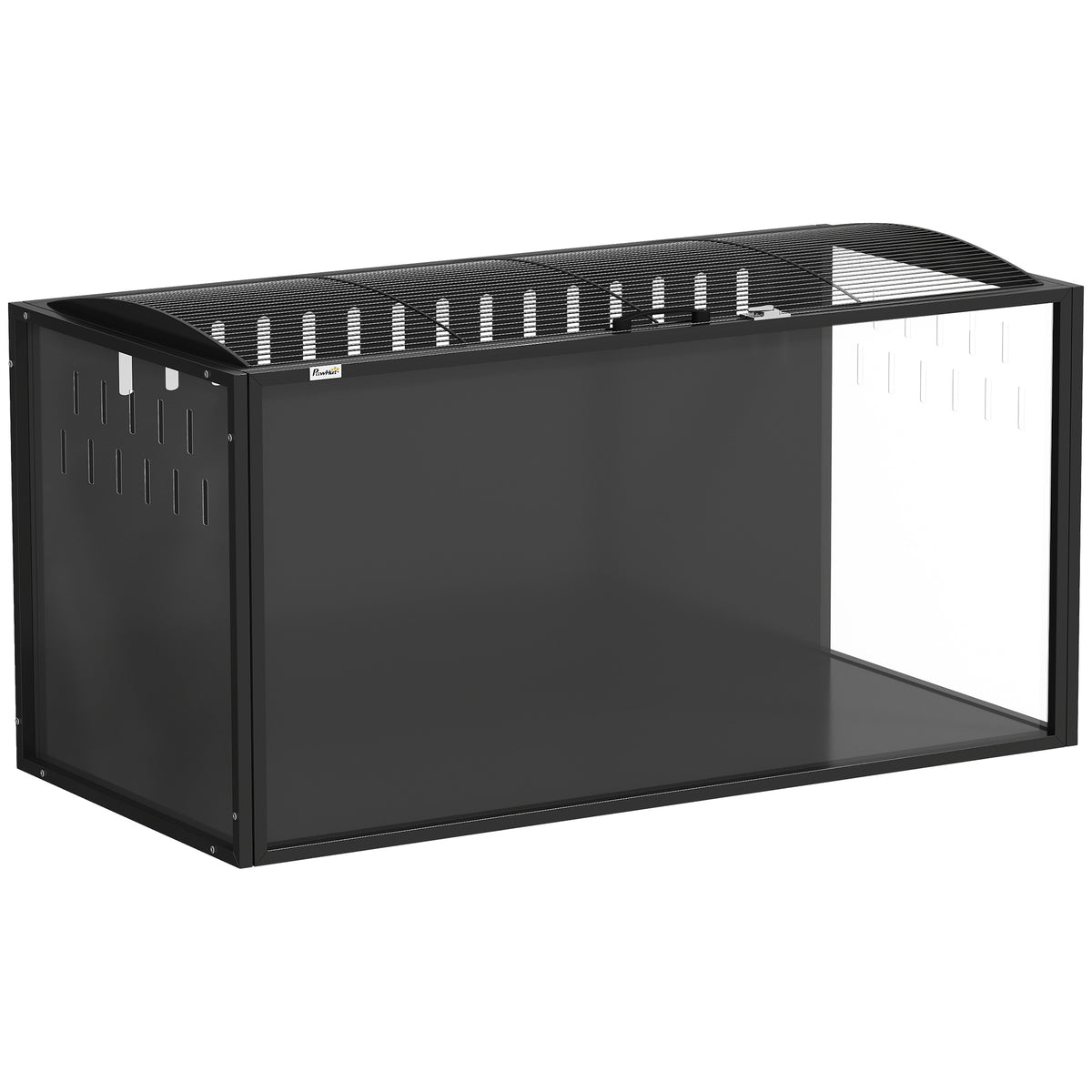 Žiurkėnų narvas 105x51x53 cm, akrilinis, su atidaromu lenktu dangčiu ir giliu padėklu, juodas