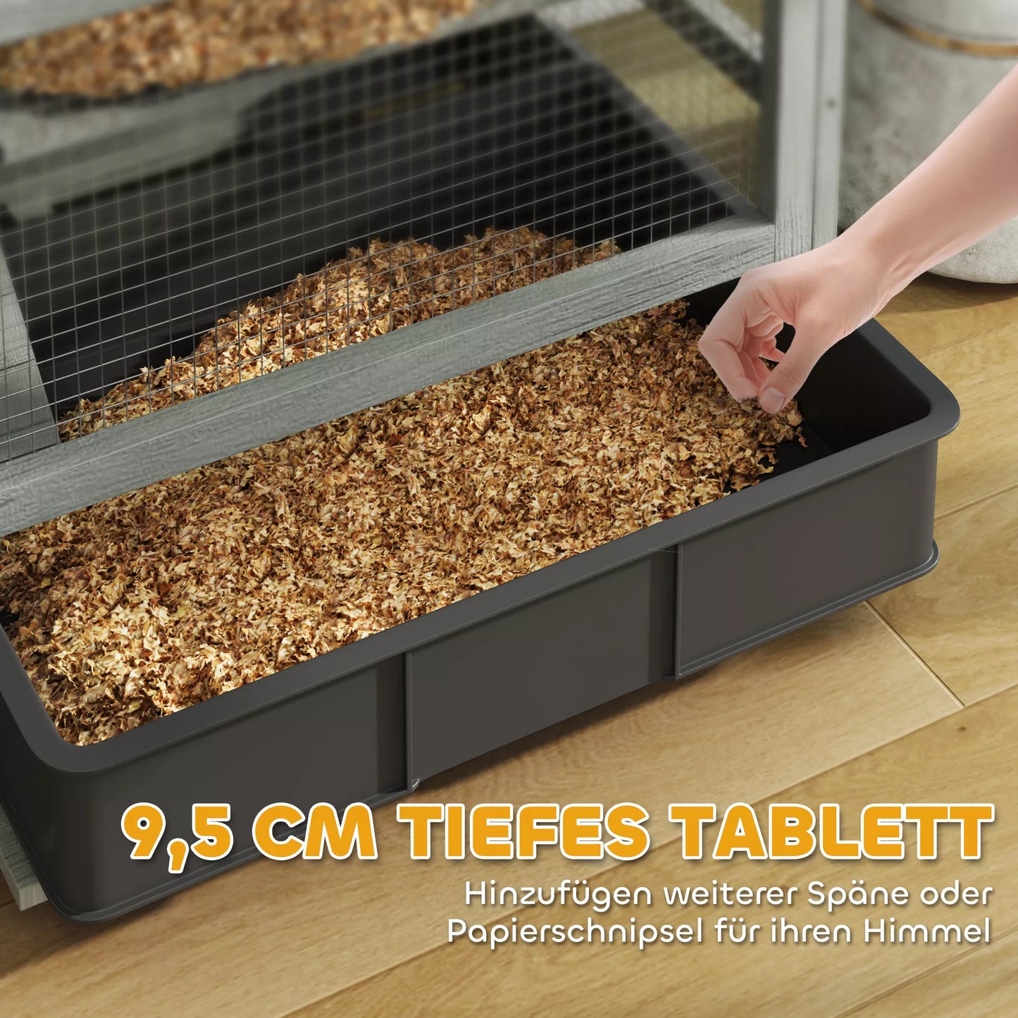 4 pakopų medinis žiurkėno narvas, su nameliais, supynėmis, maisto dubenėliais, rampomis, ratukais, 65 x 45 x 109 cm, pilkos spalvos