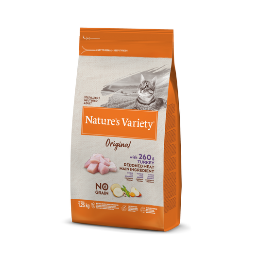 Nature's Variety Original Sterilized Cat Sausas maistas sterilizuotoms katėms su kalakutiena 1,25 kg