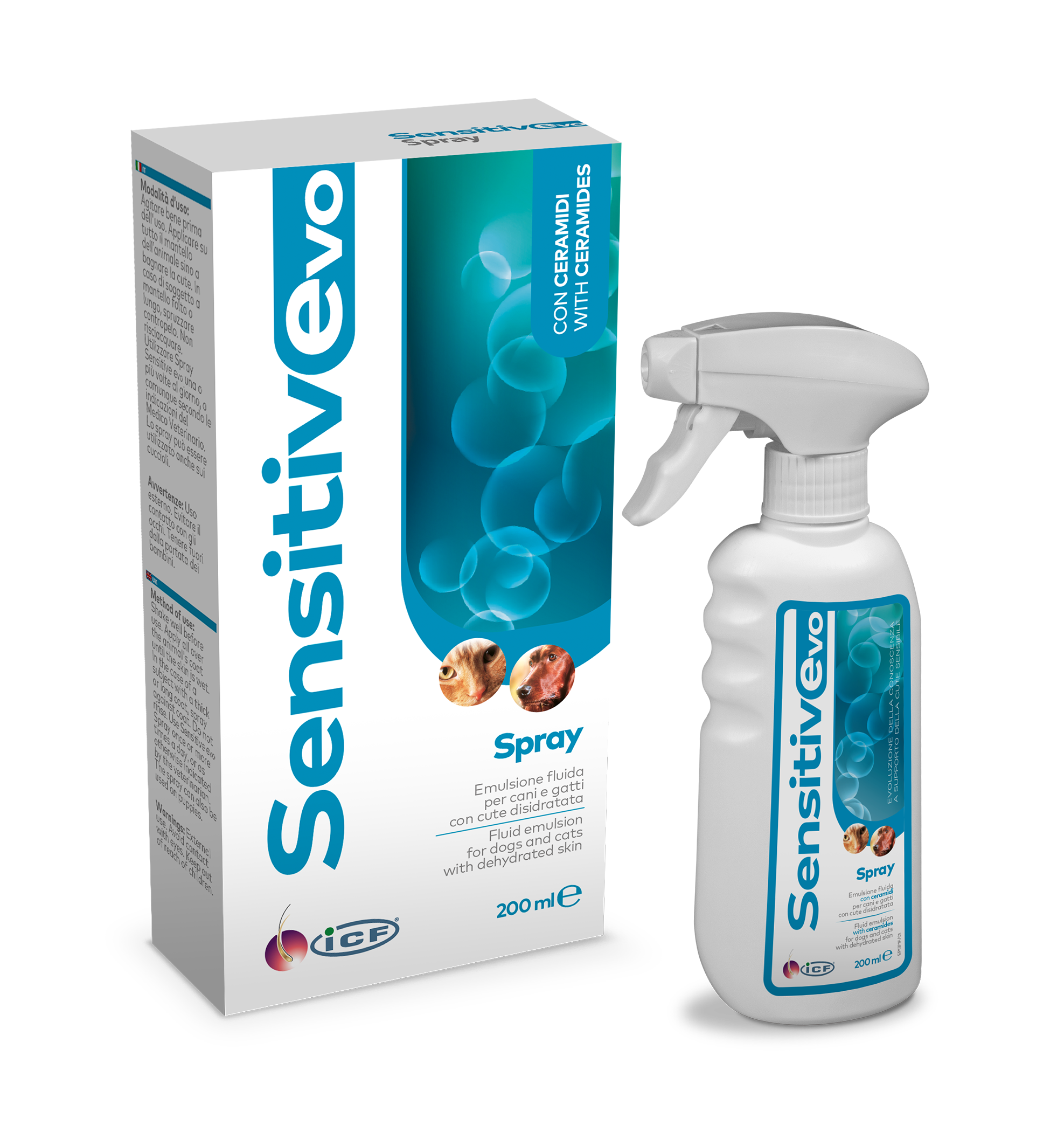 Sensitive Evo Spray Purškiklis šunims ir katėms turintiems išsausėjusią odą 200 ml