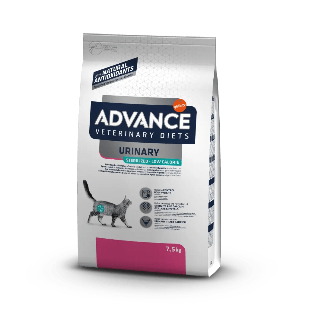 Advance Sterilized Urinary Low Cal Sausas maistas mažo kaloringumo sterilizuotoms katėms 7.5 kg