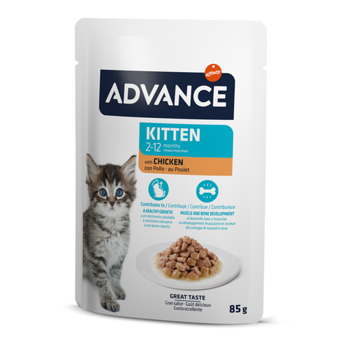 Advance Wet Kitten Chicken Šlapias maistas jaunoms katėms su vištiena 85G*12vnt