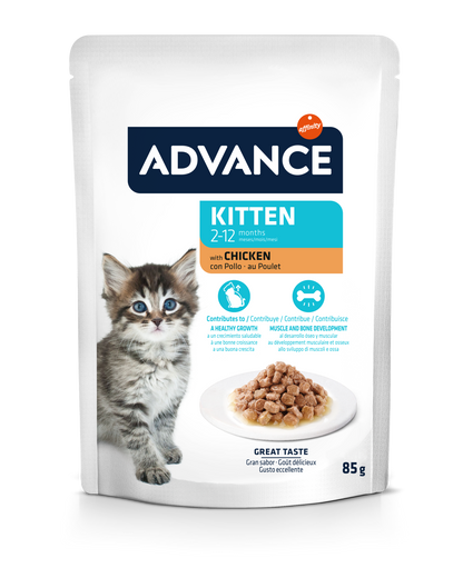 Advance Wet Kitten Chicken Šlapias maistas jaunoms katėms su vištiena 85G*12vnt