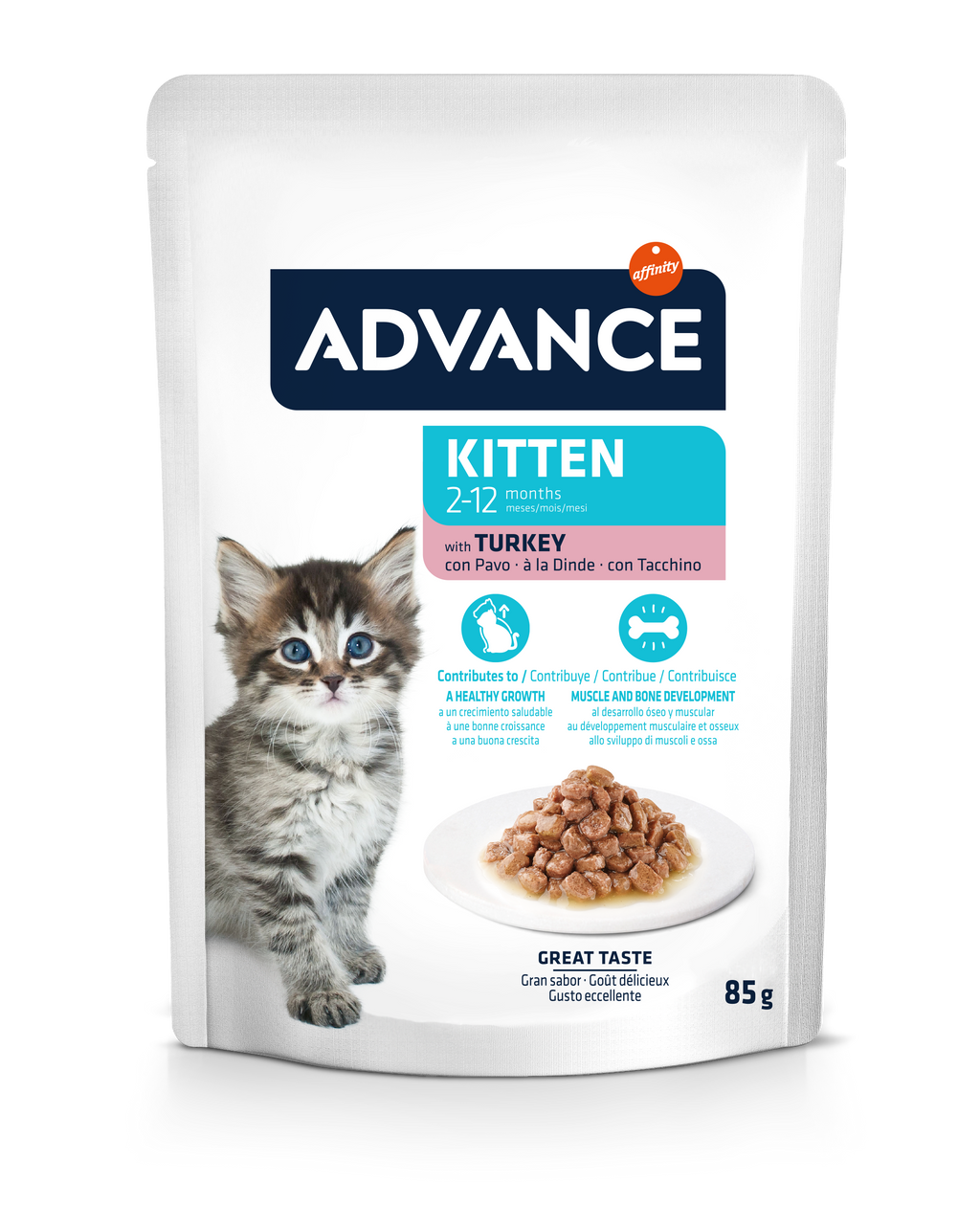 Advance Wet Kitten Turkey Šlapias maistas jaunoms katėms su kalakutiena 85G*12vnt