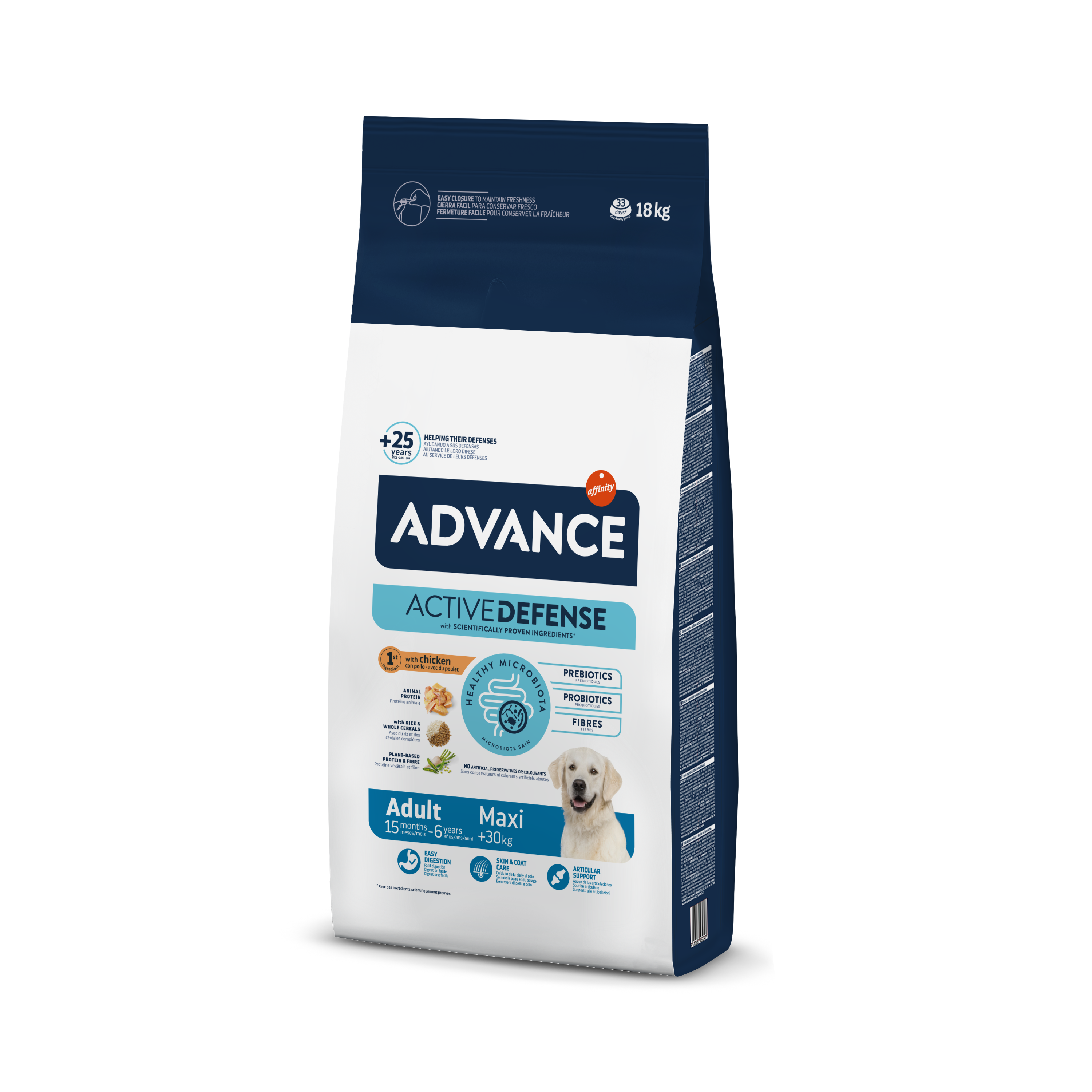Advance Maxi Adult Sausas maistas didelių veislių suaugusiems šunims su vištiena ir ryžiais 18 kg
