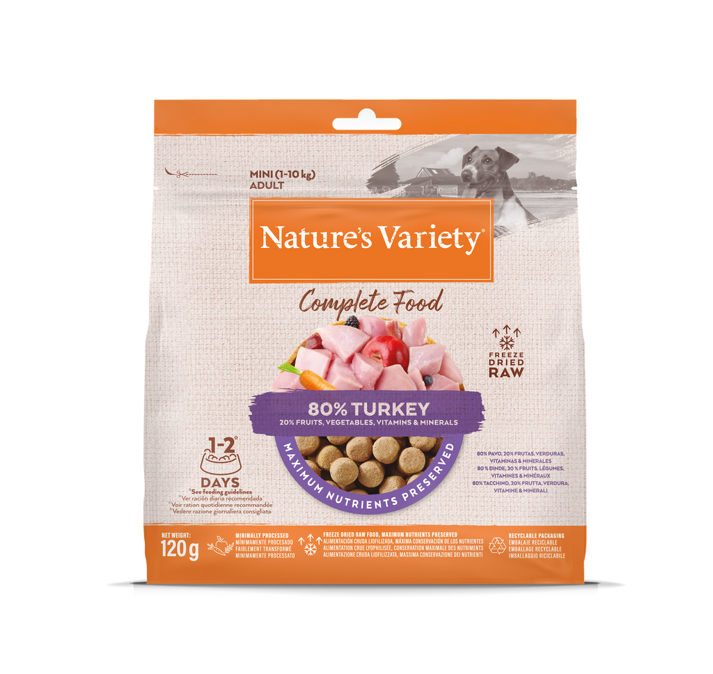 Nature's Variety Completed Mini Liofilizuoti skanėstai mažųjų veislių šunims su kalakutiena 120 g