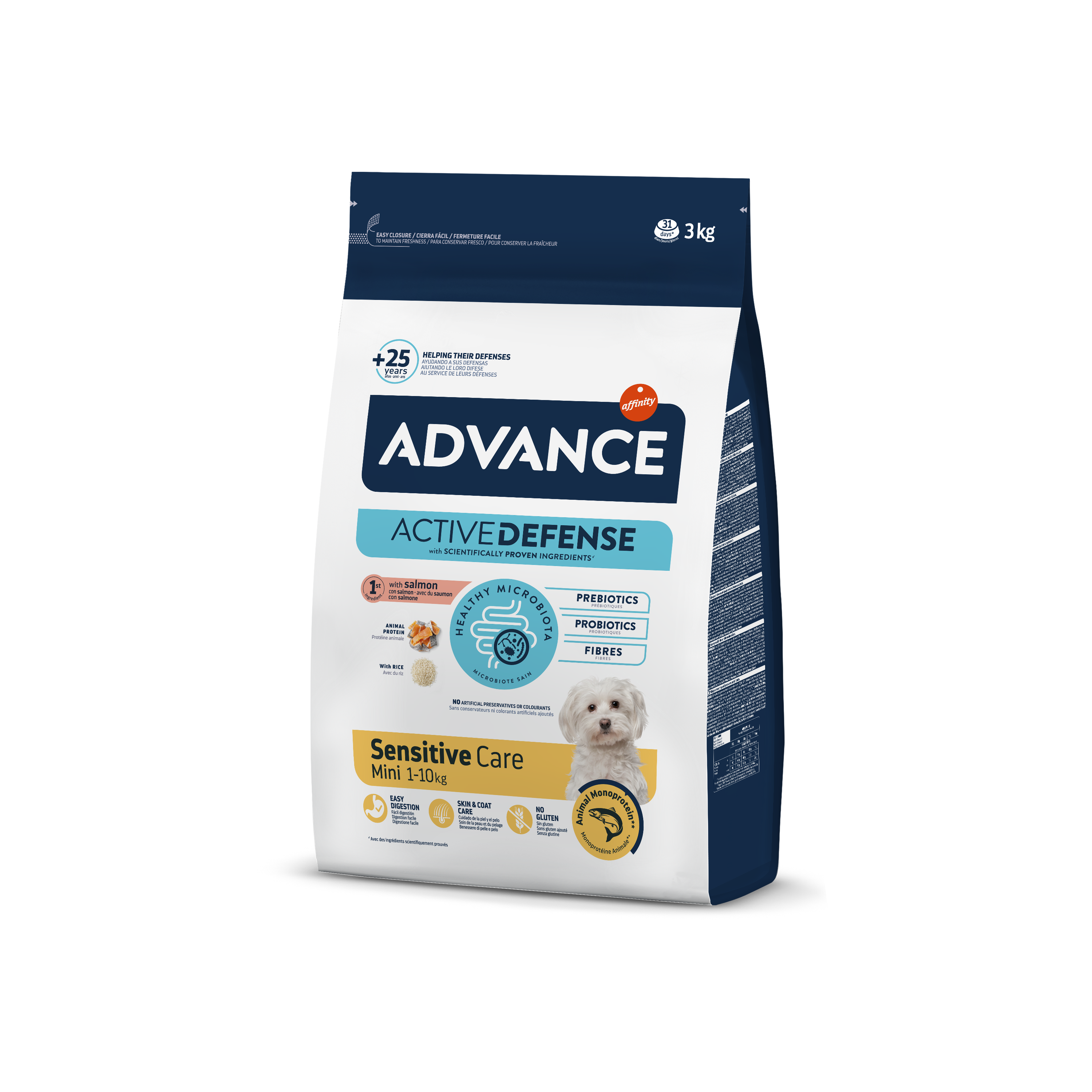 Advance Mini Sensitive Salmon&Rice Sausas maistas mažųjų veislių šunims turintiems virškinimo ir odos problemų su lašiša ir ryžiais 3 kg