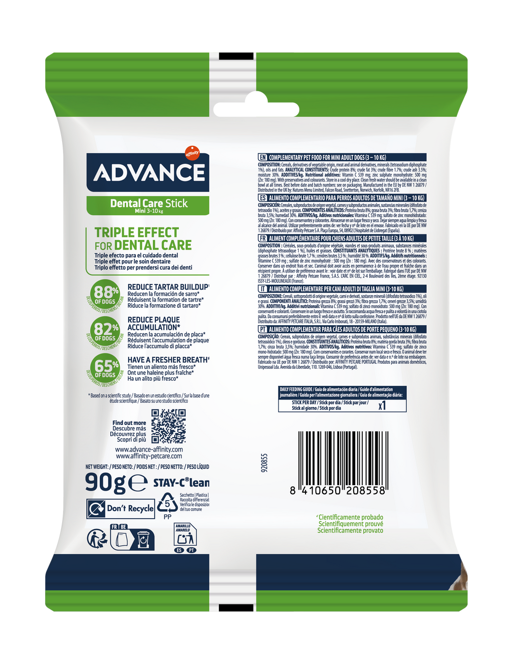 Advance Dental Care Stick MINI Skanėstai šunims dantų priežiūrai 90 g