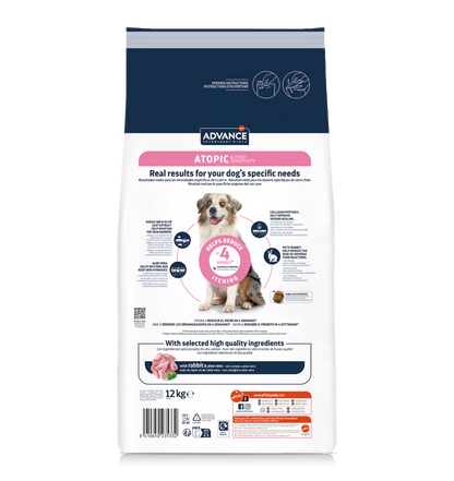 Advance Veterinary Diets Atopic Dog Med/Max Sausas maistas vidutinių ir didžiųjų veislių šunims sergantiems dermatoze su triušiena 12 kg