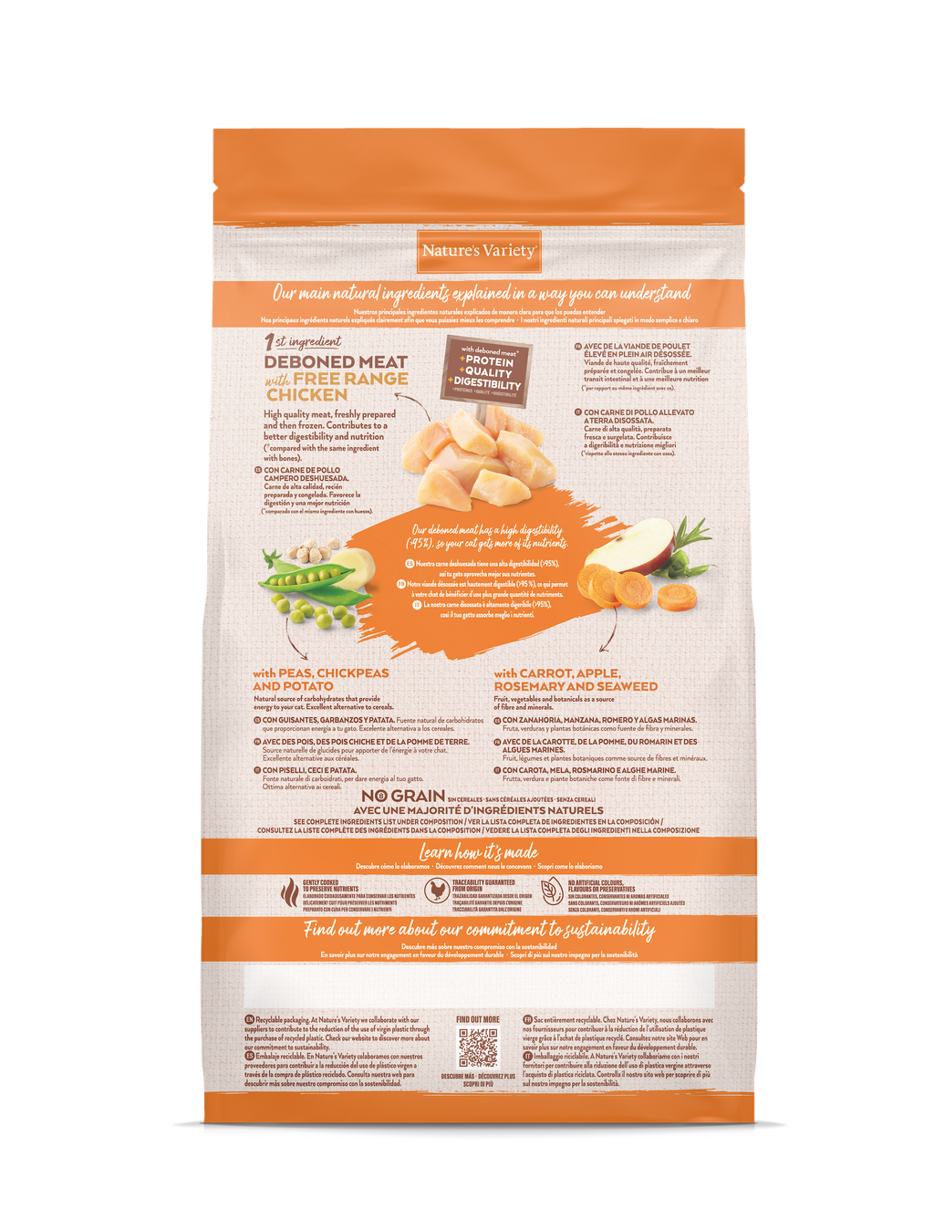Nature's Variety No Grain Sterilized Cat Sausas begrūdis maistas sterilizuotoms katėms su vištiena 1,25 kg