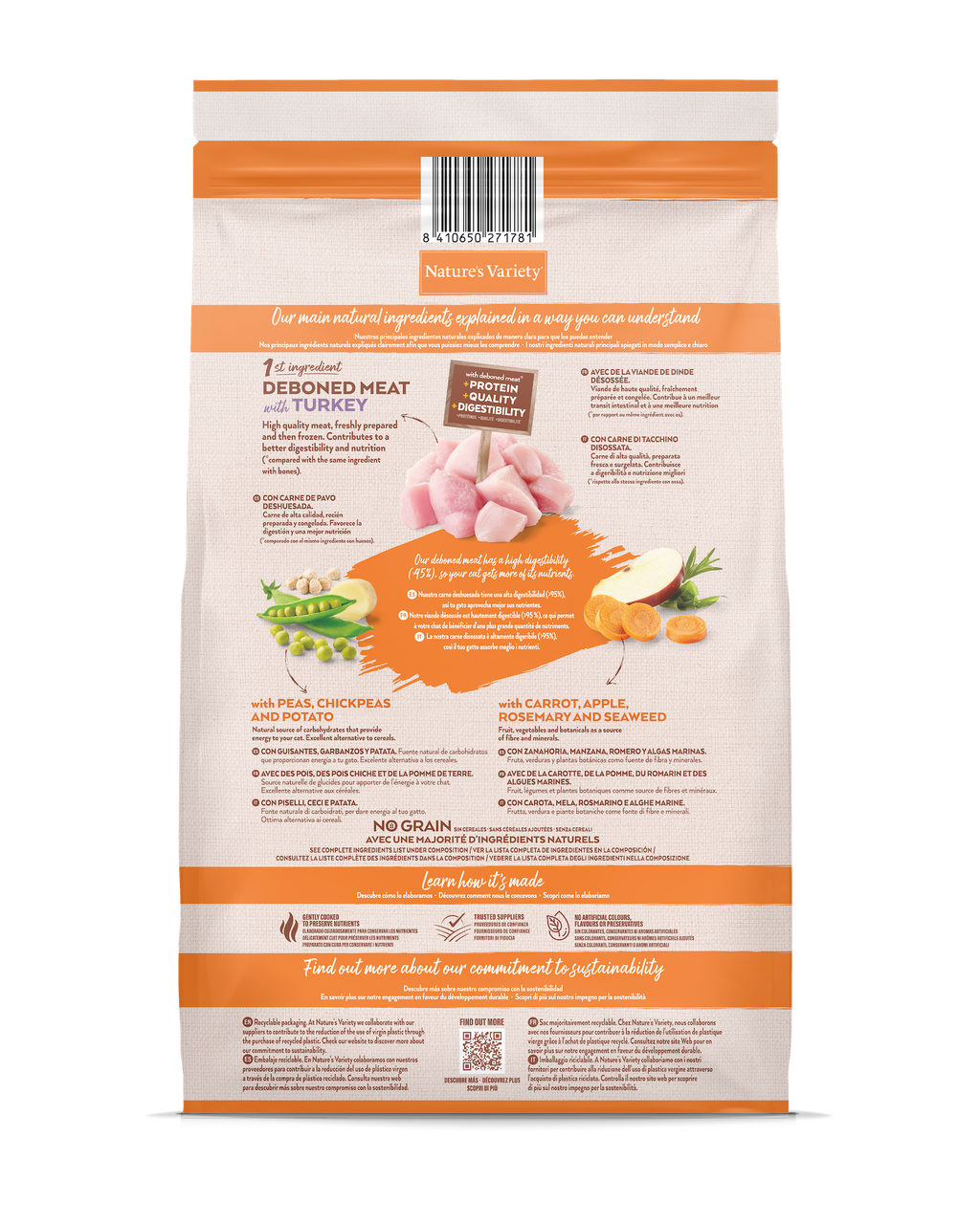 Nature's Variety No Grain Sterilized Cat Sausas begrūdis maistas sterilizuotoms katėms su kalakutiena 7 kg