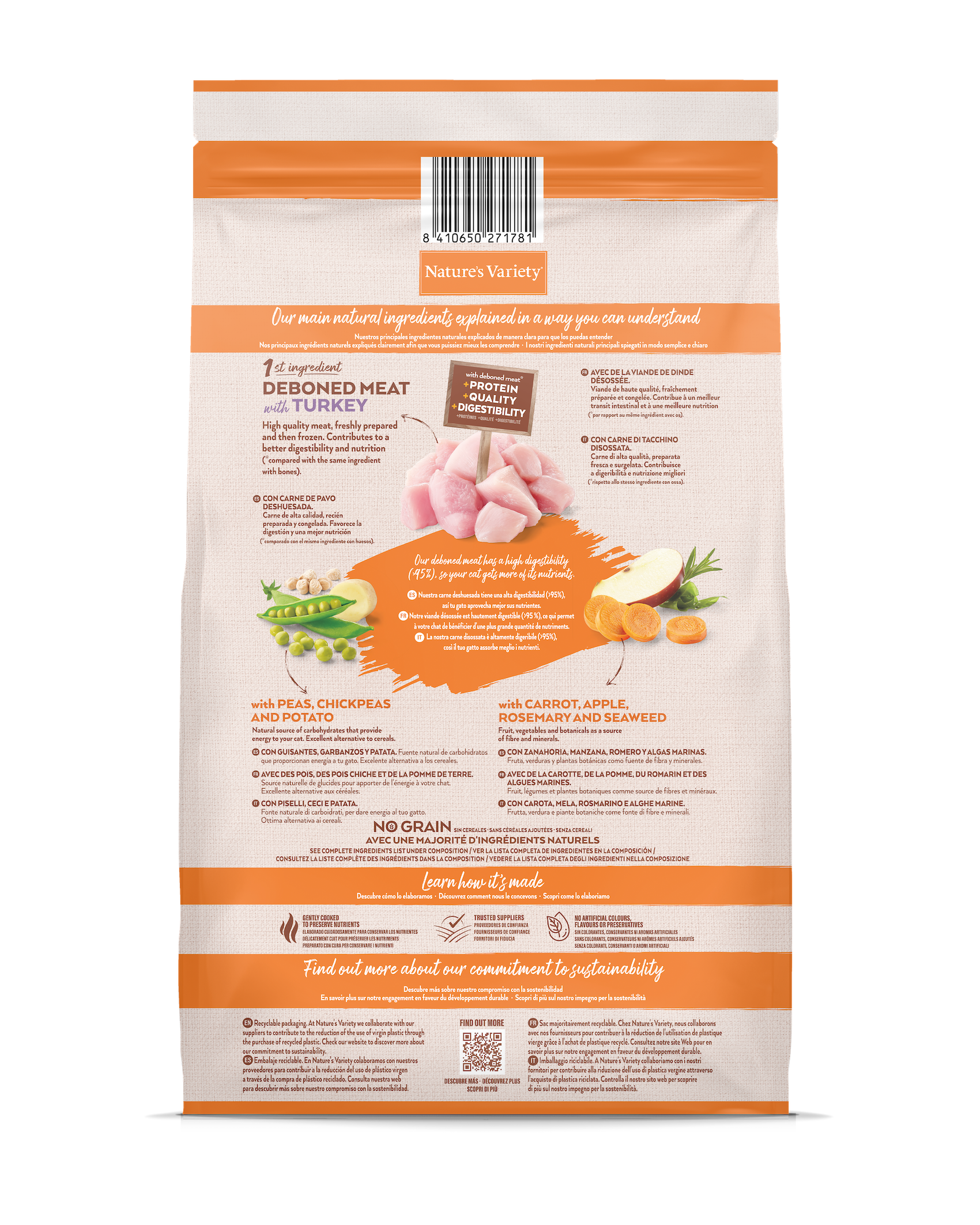 Nature's Variety No Grain Sterilized Cat Sausas begrūdis maistas sterilizuotoms katėms su kalakutiena 7 kg