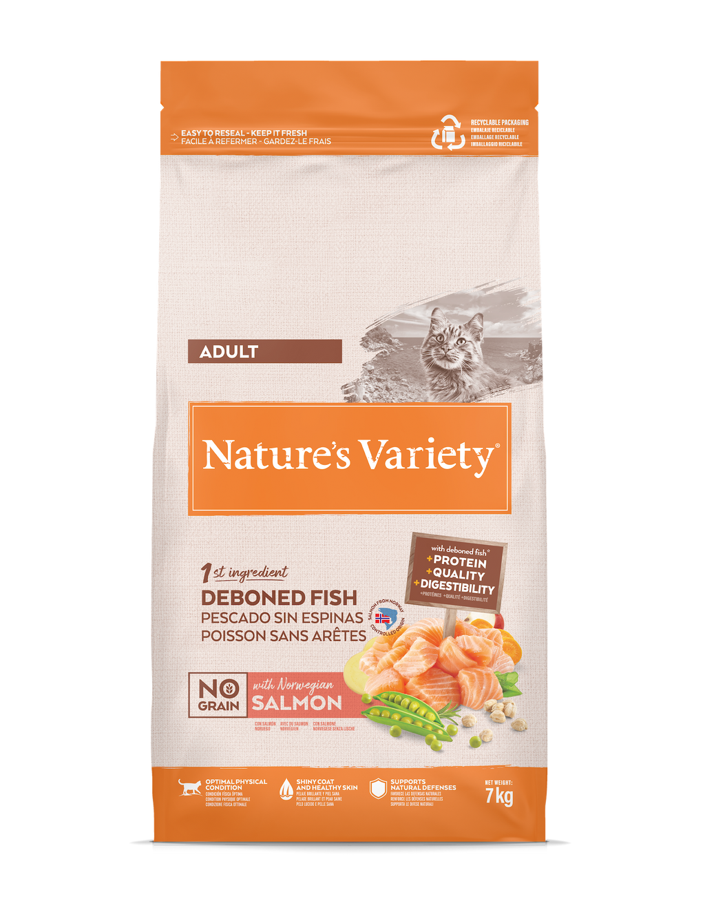 Nature's Variety bez graudiem pieaugušiem kaķiem (norvēģu lasis) 7 kg