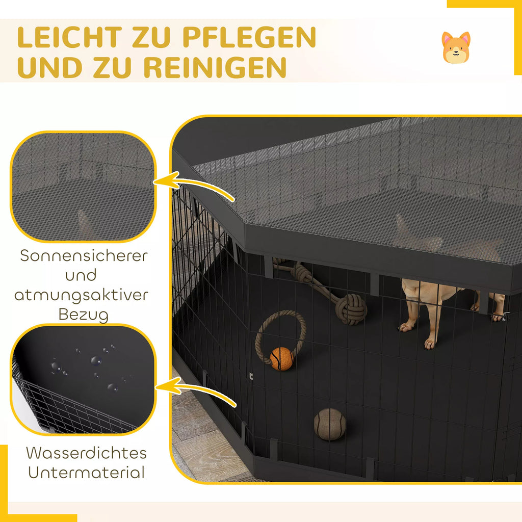 Kucēnu aploks, 76 cm augsts / ~2,5 m², 8 paneļi, grīdas segums, kombinēts jumts