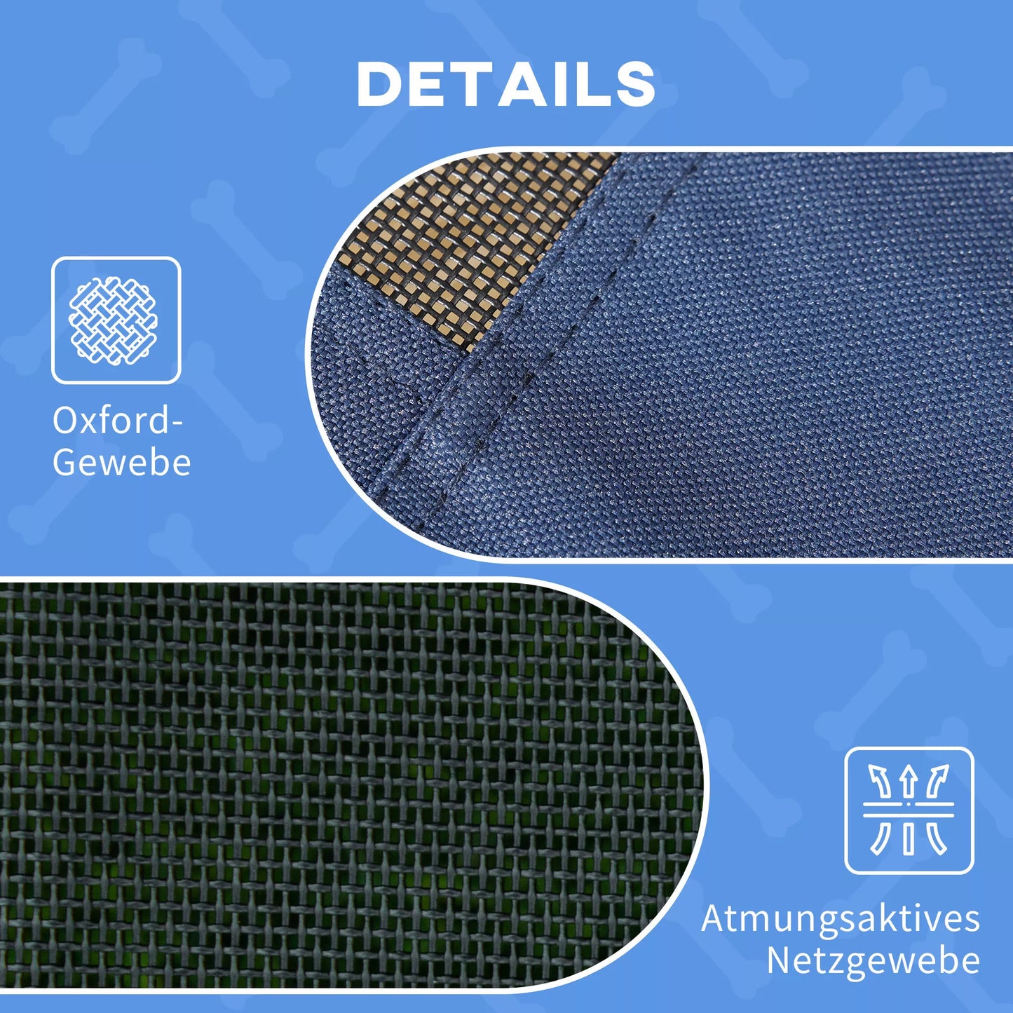 Lauko šunų guolis Atsparus oro sąlygoms, su baldakimu, sulankstomas, 122 x 92 x 108 cm, mėlyna + juoda