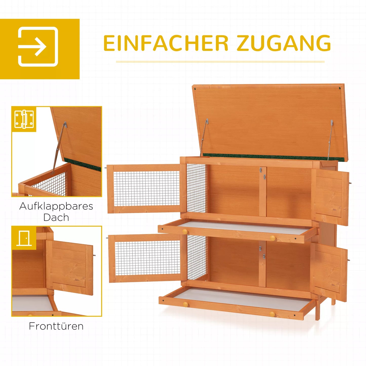 Mažų gyvūnų narvas, 2 lygiai, atsparus oro sąlygoms, eglės mediena, žalias + natūralus