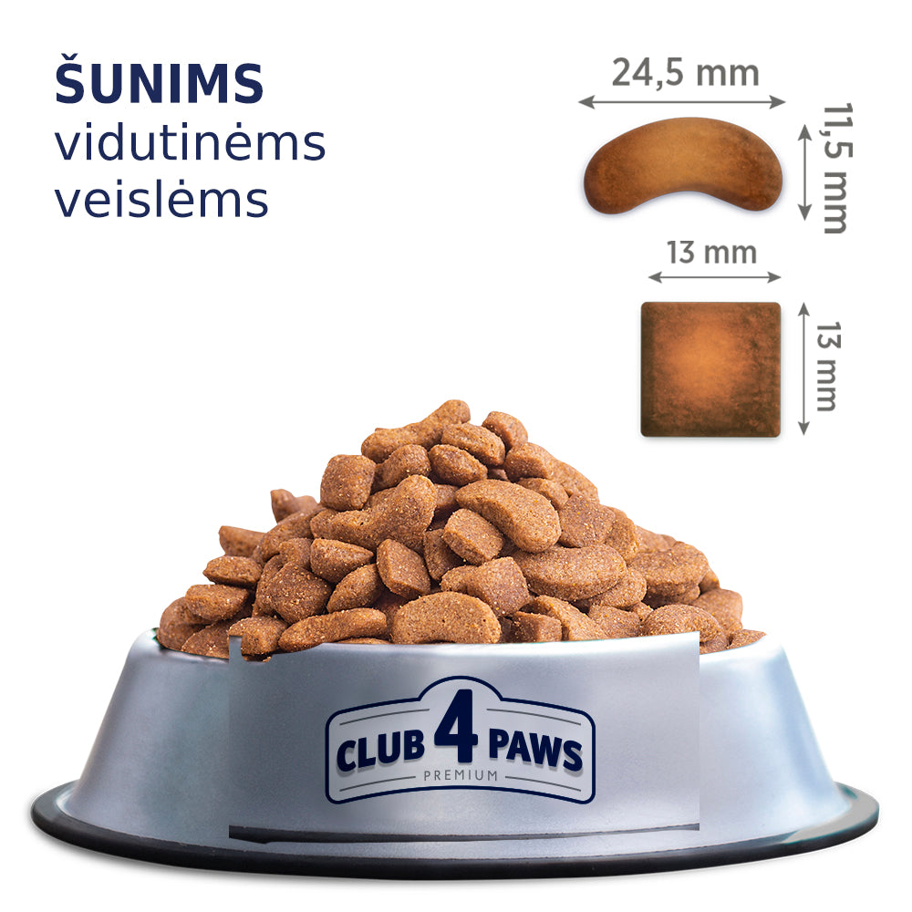 CLUB 4 PAWS PREMIUM VISAVERTIS SAUSAS PAŠARAS VIDUTINIŲ VEISLIŲ SUAUGUSIEMS ŠUNIMS