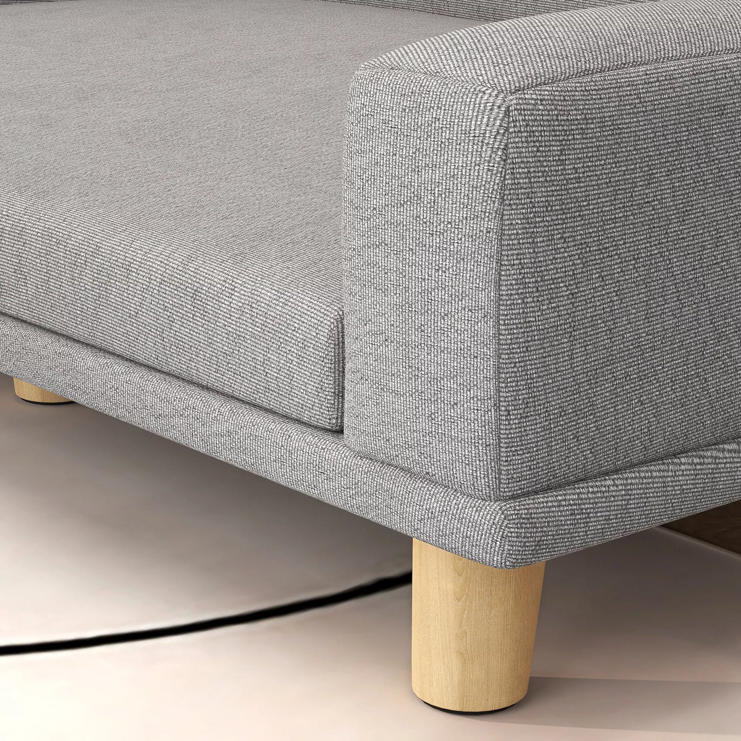 Šunų sofa dideliems šunims iki 30 kg, paminkštinta, su pušies medienos kojelėmis, 98 x 67 x 25 cm, pilka