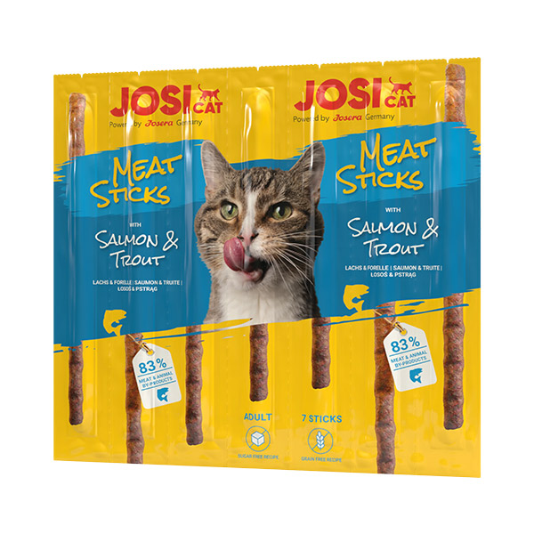 JosiCat Meat Sticks lašišos ir upėtakio skanėstai katėms, 35 g