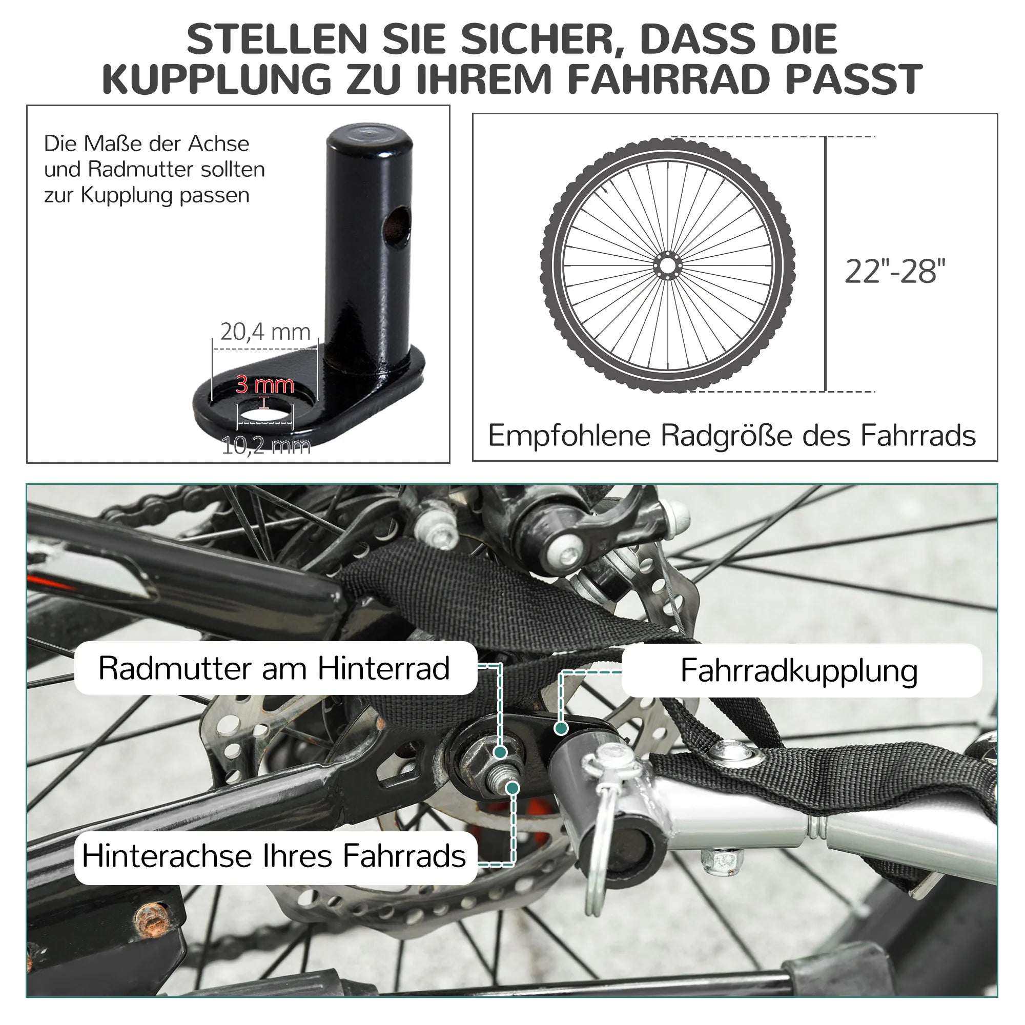 Velosipēda piekabe līdz 20 kg, universāls savienotājs, drošības josta, atstarotājs, tērauda, ​​zila+melna