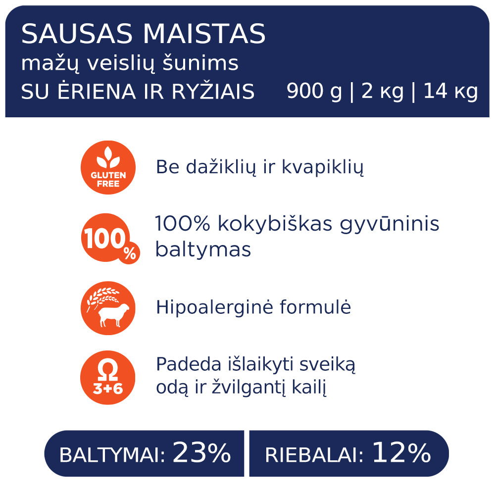 CLUB 4 PAWS Premium jēra gaļa un rīsi pieaugušiem mazu šķirņu suņiem. Pilnvērtīga barība
