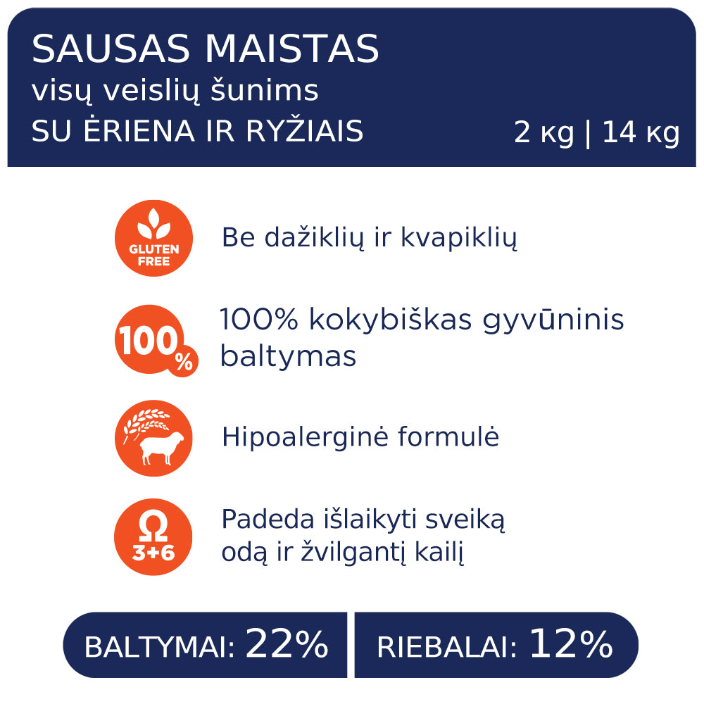 CLUB 4 PAWS Premium ar jēru un rīsiem visu šķirņu pieaugušiem suņiem. Pilnvērtīga sausā barība
