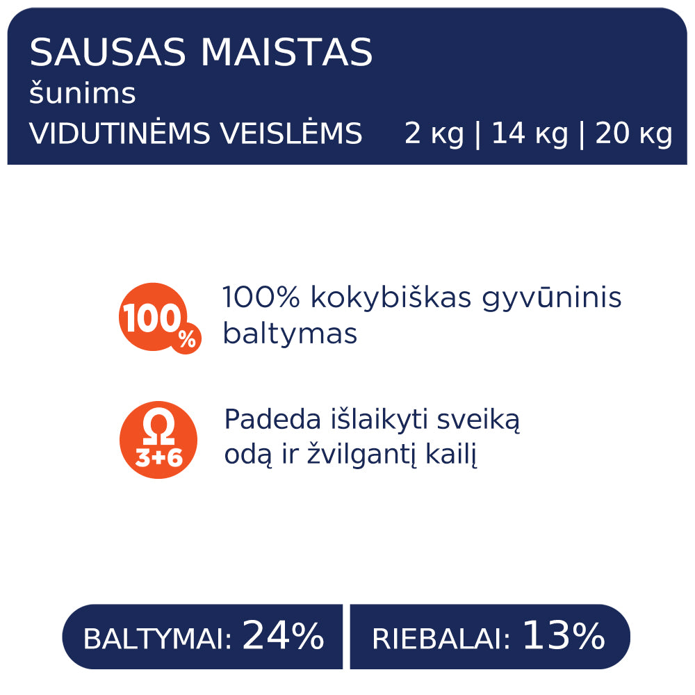 CLUB 4 PAWS PREMIUM VISAVERTIS SAUSAS PAŠARAS VIDUTINIŲ VEISLIŲ SUAUGUSIEMS ŠUNIMS