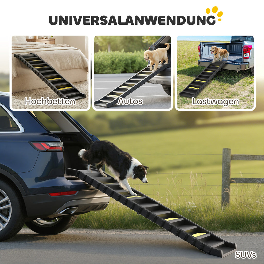Sulankstoma rampa-laipteliai šunims į automobilį 154x40 cm, neslidi, iki 25 kg, juoda