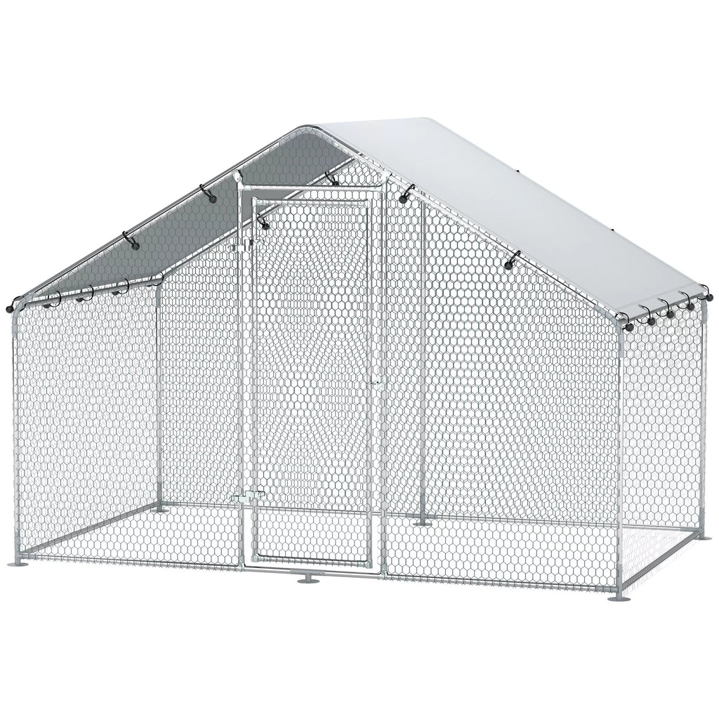 Vištidė 5–8 vištoms, stoginis tentas, užrakinamos durys, plieninis rėmas, 5,1 m², 3 x 1,7 x 1,9 m