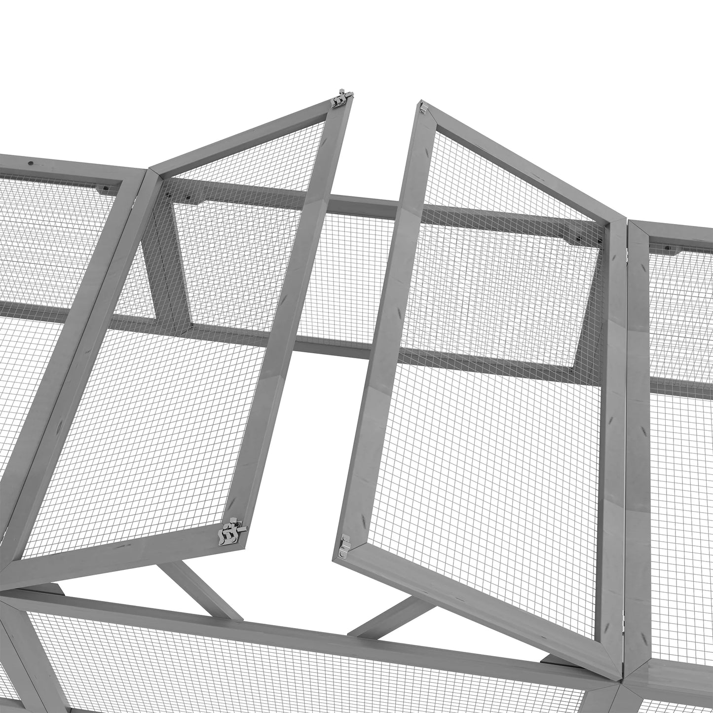 Pawhut Aptvaras smulkiems gyvūnams, atlenkiamas stogas, eglės mediena, pilkas