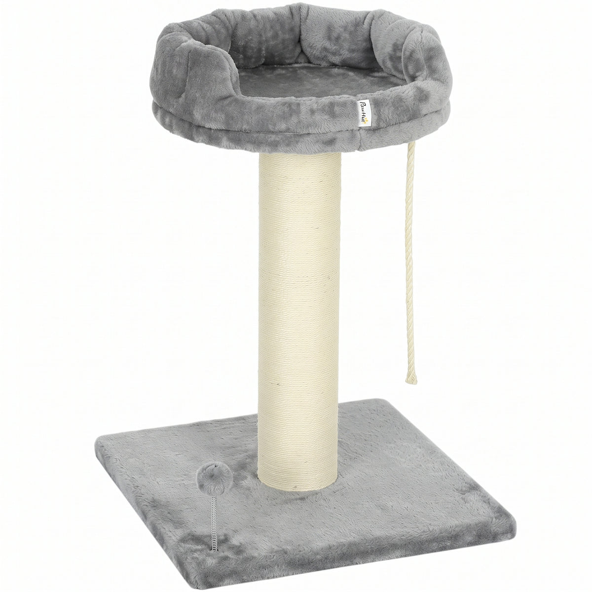 Draskyklė 83 cm su guoliu, sizalio stulpu ir žaislu, katėms iki 6 kg, 55x55 cm, pilka