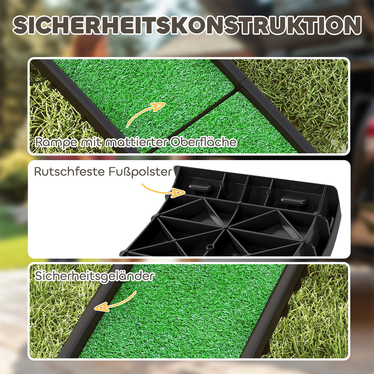 Sulankstoma neslidi šunų rampa į automobilio bagažinę, gyvūnams iki 90 kg, 155 x 38,5 x 15,5 cm, juoda