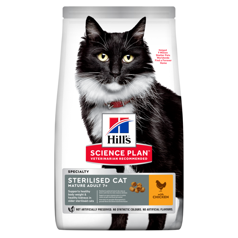 Hill's Science Plan Sterilized Cat Mature Chicken sausas pašaras sterilizuotoms senyvoms katėms