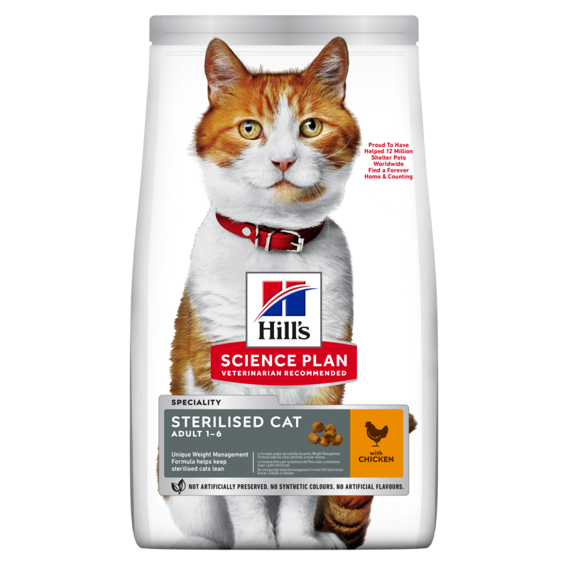 Hill's Science Plan Sterilised Cat Adult Chicken sausas pašaras sterilizuotoms katėms