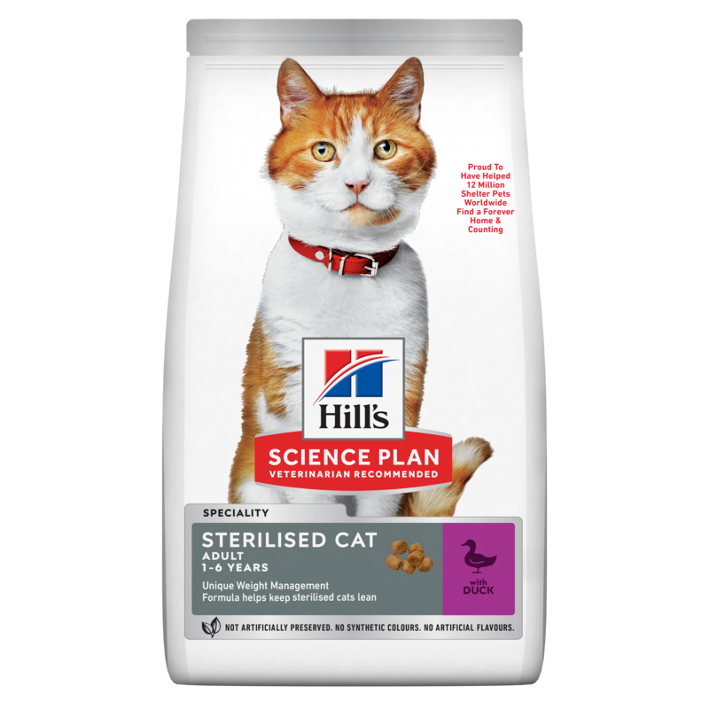 Hill's Science Plan Sterilized Cat Adult Duck sausas pašaras su antiena katėms