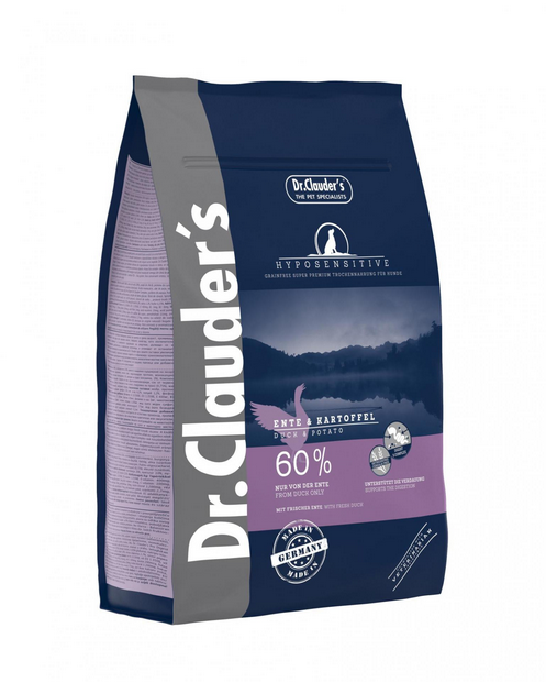 DR. CLAUDER'S HYPOSENSITIVE sausas maistas suaugusiems šunims su antiena ir bulvėmis 3.5kg