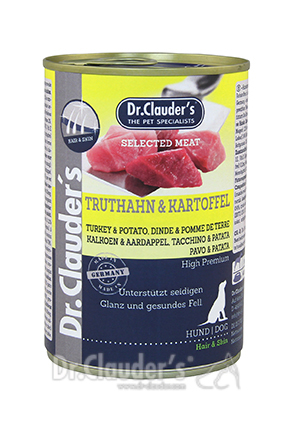 DR. CLAUDER'S drėgnas maistas šunims odai ir kailiui su kalakutiena ir bulvėmis 400g