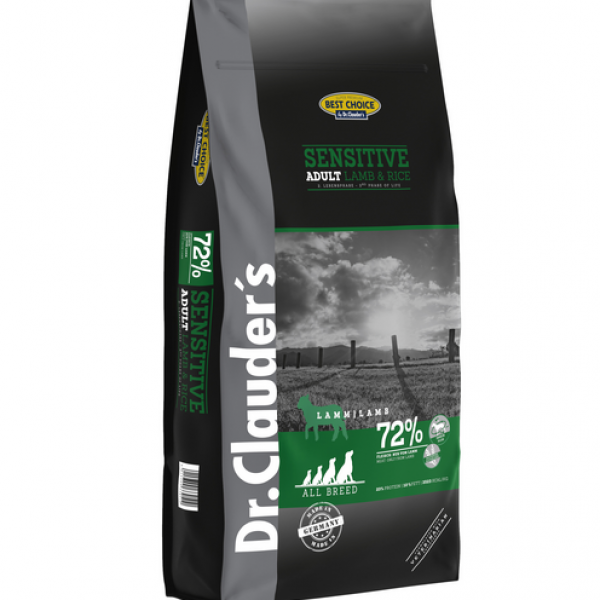 DR. CLAUDER'S SENSITIVE ADULT BEST CHOICE subalansuotas sausas maistas šunims su ėriena ir ryžiais 20kg